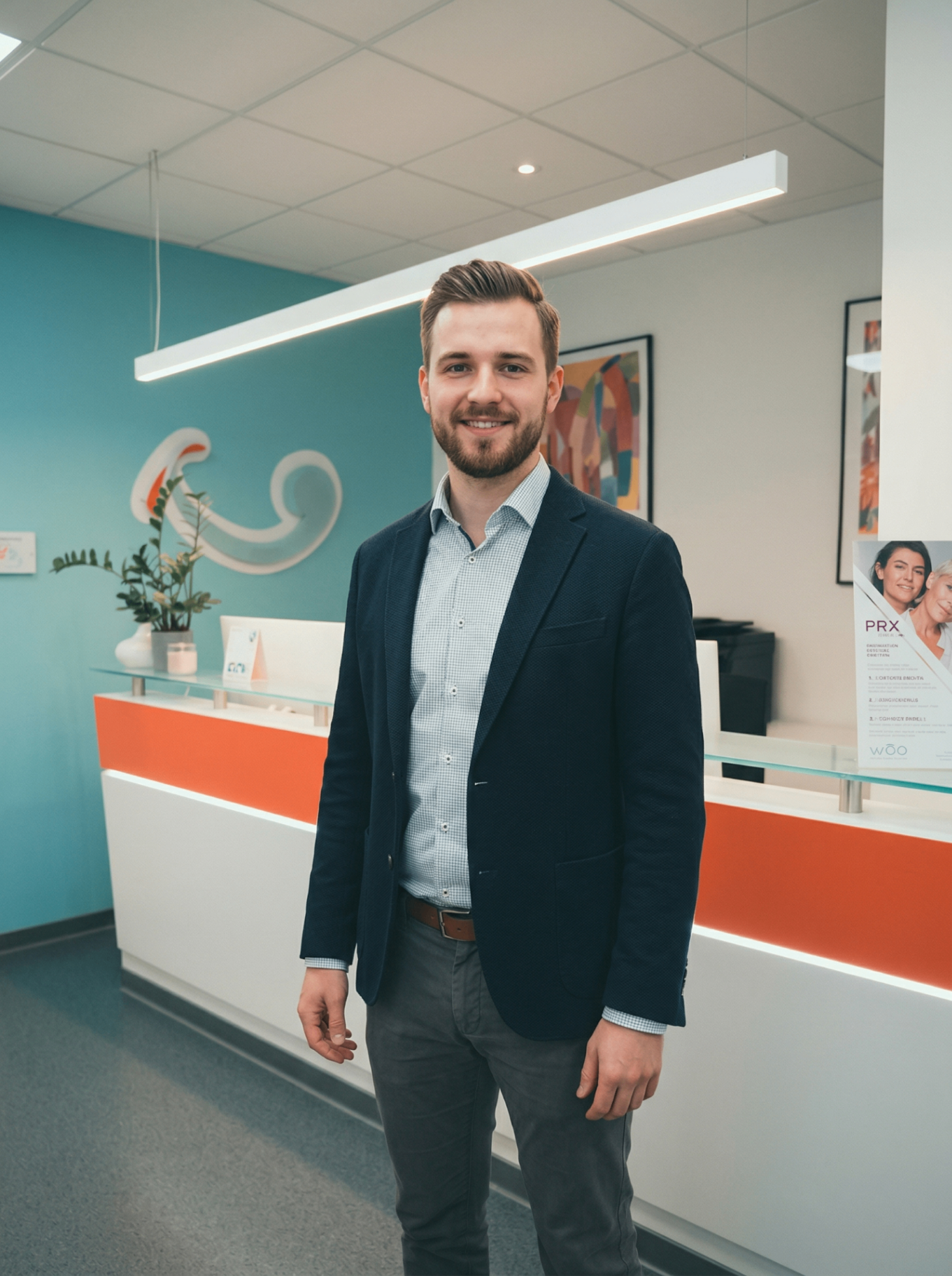 Paziente sorridente nello studio dentistico